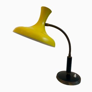 Large Desk Lamp with Yellow Steel Shade, Italy, 1950s