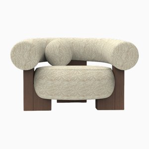 Cassette Armchair in Outdoor Talea Linen Fabric and Smoked Oak by Alter Ego for Collector