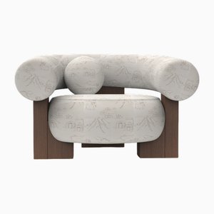 Kassettensessel aus Tarim Beige Stoff & Geräucherter Eiche von Alter Ego für Collector