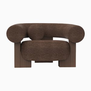 Fauteuil d'Extérieur Cassette en Tissu Tricot Marron et Chêne Fumé par Alter Ego pour Collector