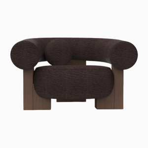 Cassette Armchair in Outdoor Tricot Brown Fabric and Smoked Oak by Alter Ego for Collector
