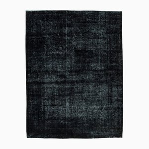 Grand Tapis Fait Main Noir En Laine Surteintée