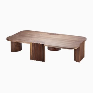 Contemporary Modern European Caravel Low Coffee Table in Walnut by Collector