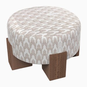 Cassette Pouf in Outside Baldac Beige Fabric and Smoked Oak by Alter Ego for Collector