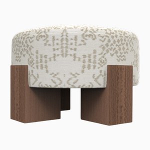 Cassette Pouf in Outside Kolymbetra Beige Fabric and Smoked Oak by Alter Ego for Collector