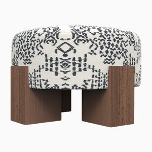 Cassette Pouf in Outside Kolymbetra Blue Fabric and Smoked Oak by Alter Ego for Collector