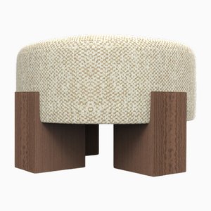 Cassette Pouf in Outside Spugna Beige Fabric and Smoked Oak by Alter Ego for Collector