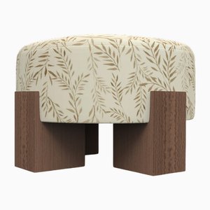 Cassette Pouf in Outside Talea Linen Fabric and Smoked Oak by Alter Ego for Collector