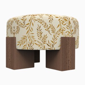 Pouf Cassette en Tissu Extérieur Talea Jaune et Chêne Fumé par Alter Ego pour Collector