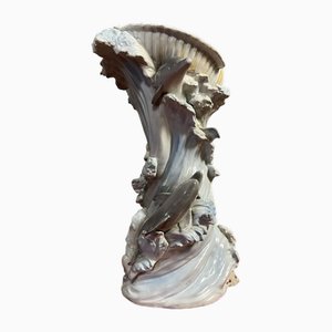 Vase Vintage avec Dauphins et Coquillages en Porcelaine