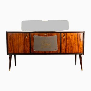 Italian Art Deco Sideboard with Bar and Mirror, 1930s