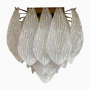Murano Deckenlampe aus Geschnitztem Milchglas, 1990