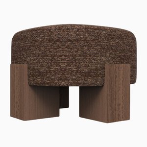 Cassette Pouf in Outside Tricot Brown Fabric and Smoked Oak by Alter Ego for Collector