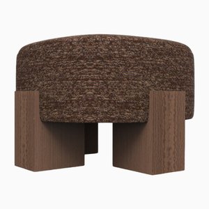 Pouf Cassette en Tissu Extérieur Tricot Marron et Chêne Fumé par Alter Ego pour Collector