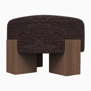 Cassette Pouf in Outside Tricot Dark Brown Fabric and Smoked Oak by Alter Ego for Collector