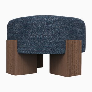 Cassette Pouf in Outside Tricot Dark Seafoam Fabric and Smoked Oak by Alter Ego for Collector