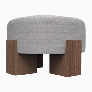 Cassette Pouf in Outside Tricot Grey Fabric and Smoked Oak by Alter Ego for Collector