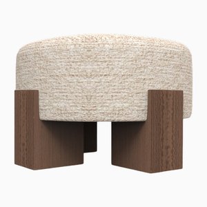 Cassette Pouf in Outside Tricot Linen Fabric and Smoked Oak by Alter Ego for Collector