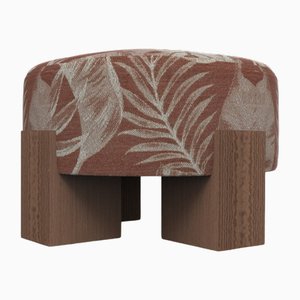 Cassette Pouf in Outside Yucca Terracotta Fabric and Smoked Oak by Alter Ego for Collector