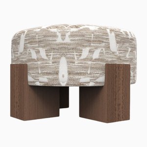 Cassette Pouf in Douce Folie Grége Fabric and Smoked Oak by Alter Ego for Collector