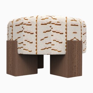 Cassette Pouf in Tiger Beat Milano Tabacco Fabric and Smoked Oak by Alter Ego for Collector