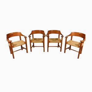 Pine and Papercord Dining Chairs by Rainer Daumiller, 1970s, Set of 4
