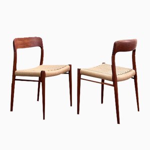 Mid-Century Model 75 Chairs in Teak by Niels O. Møller for J.L. Moller, 1950, Set of 4