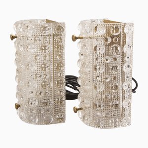 Lampade da parete in vetro di Carl Fagerlund per Lyfa, Svezia, 1960, set di 2