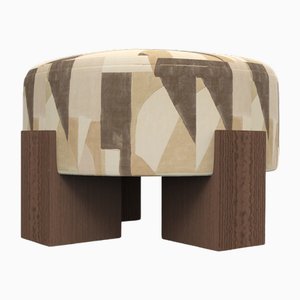 Cassette Pouf in District Silt Fabric and Smoked Oak by Alter Ego for Collector