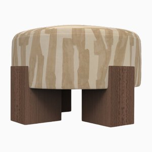 Cassette Pouf in Intargia Buff Fabric and Smoked Oak by Alter Ego for Collector