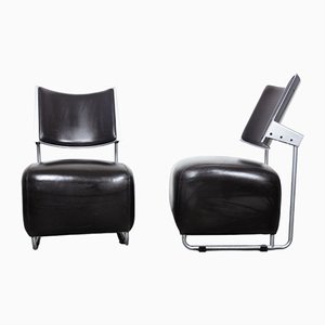 Oskar Leather Lounge Chairs by Harri Korhonen, 1980s, Set of 2