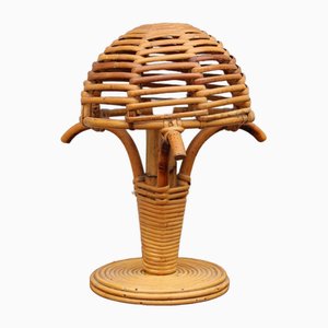 Pilz Tischlampe aus Bambus, Italien, 1950er