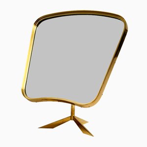 Grand Miroir de Table Tripode Ajustable Mid-Century en Laiton par United Workshops pour Vereinigte Werkstätten Collection, 1950s