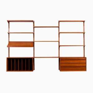 Teak Wall Unit with Dresser and Vinyl Records Cabinet by Poul Cadovius for Cado, Denmark, 1960s