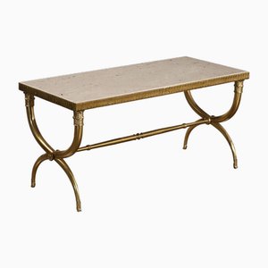 Vintage Coffee Table in Marble Brass in the style of Maison Jansen, 1950s