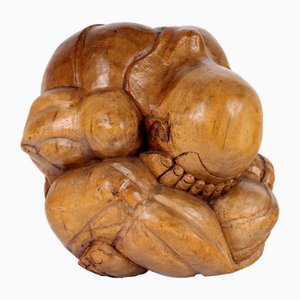 Schreiender Buddha aus Holz