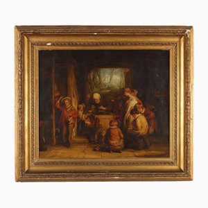 David Wilkie, figuras, óleo sobre lienzo, enmarcado