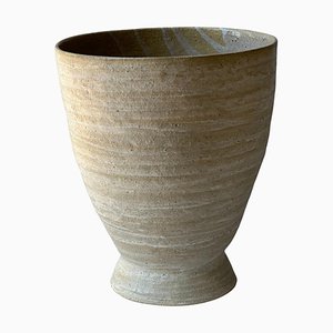 Beige Krater Vase aus Steingut von Elena Vasilantonaki