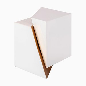 White and Gold Metal Side Table by Thai Natura