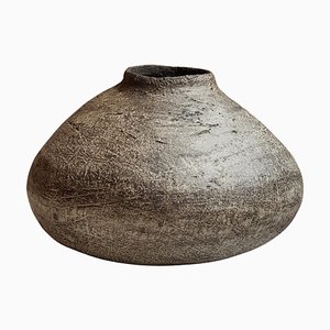 Black Stoneware Chytra Vase by Elena Vasilantonaki