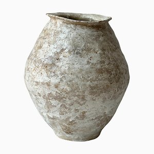 Beige Steingut Sfondyli I Vase von Elena Vasilantonaki