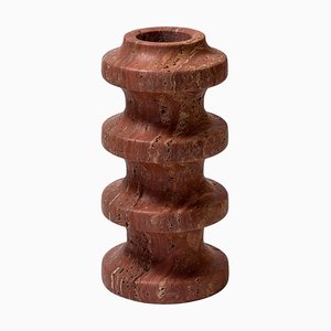 Red Travertine High Vase by Etamorph