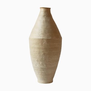 Beige Amphora Vase aus Steingut von Elena Vasilantonaki