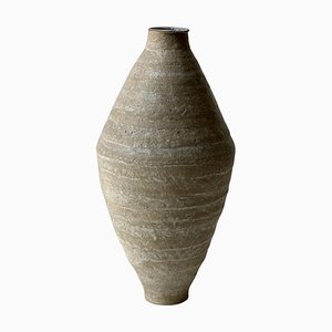 Beige Amphora Vase aus Steingut von Elena Vasilantonaki