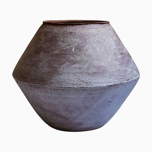 Red Stoneware Sfondyli I Vase by Elena Vasilantonaki