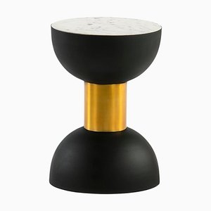 Metal and White Marble Side Table by Thai Natura