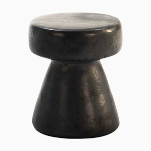 Anthracite Stoneware Stool by Thai Natura