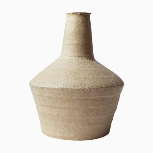 Vase Lagynos en Grès Beige par Elena Vasilantonaki