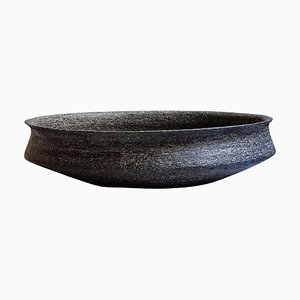 Black Stoneware Phiale Plate by Elena Vasilantonaki
