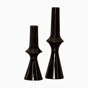 Lanco Black Ceramic Candleholders by Simone & Marcel, Set of 2